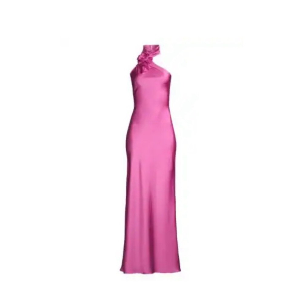 Elegant Pink Halter Neck Dress